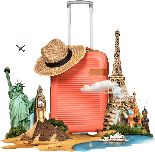 Travel luggage and passport